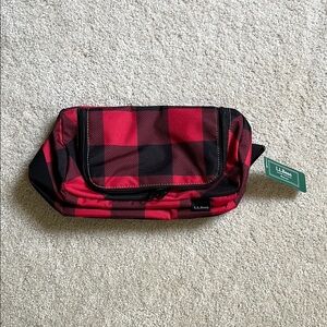 L.L. Bean Red and Black Travel Bag with Buffalo Plaid